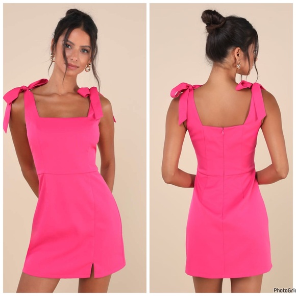 Lulus Dresses & Skirts - NWOT Lulu’s Your Sweetie Fuchsia Tie Strap Mini Dress S $59 Small